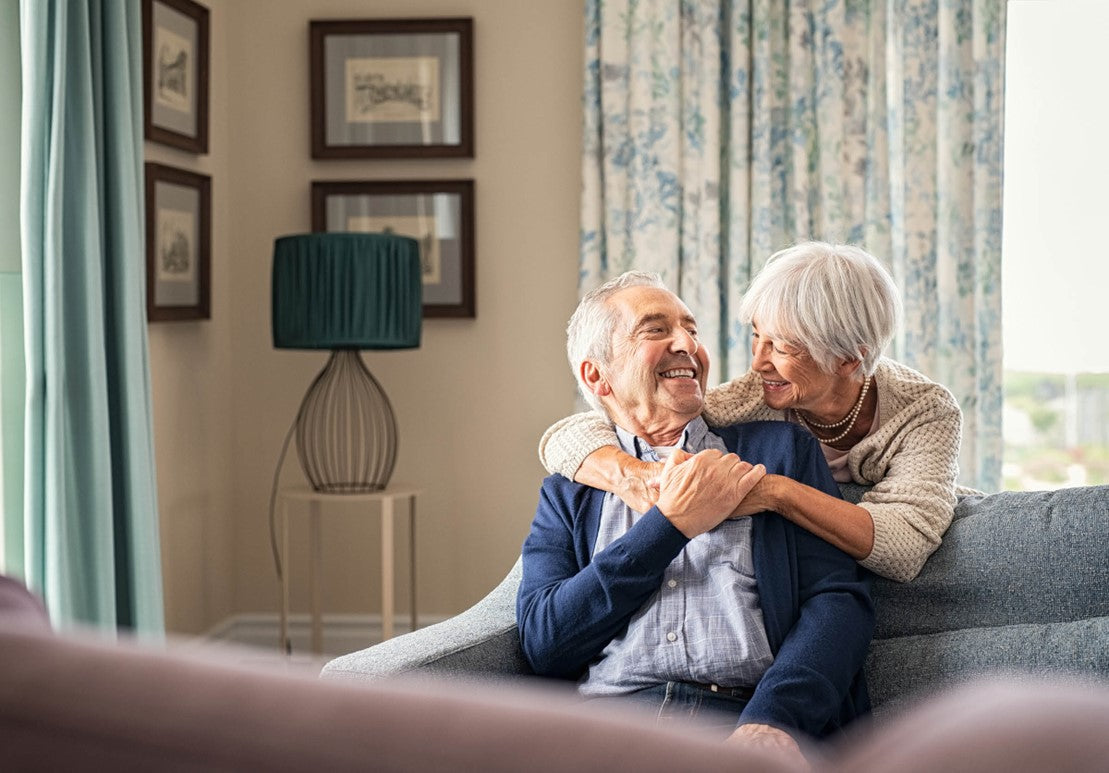 Aged couple enjoying the benefit of annual eye exam
