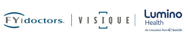 Logos de FYidoctors, visique optométriste et Lumino santé - Indication de partenariat en vision entre les trois organisations