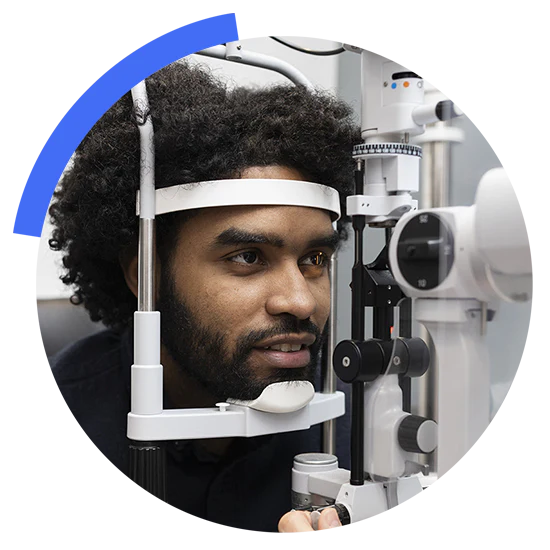 A man undergoing eye exams