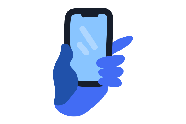 SVG d'une main tenant un téléphone. Les appareils numériques sont également liés aux causes de la myopie